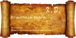 Krautheim Detre névjegykártya